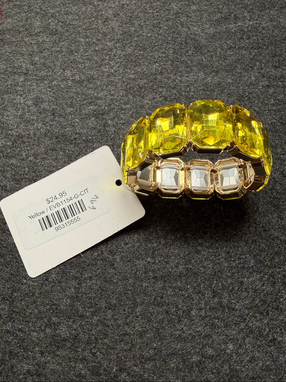 Yellow and Gold Stretch Crystal Bracelet